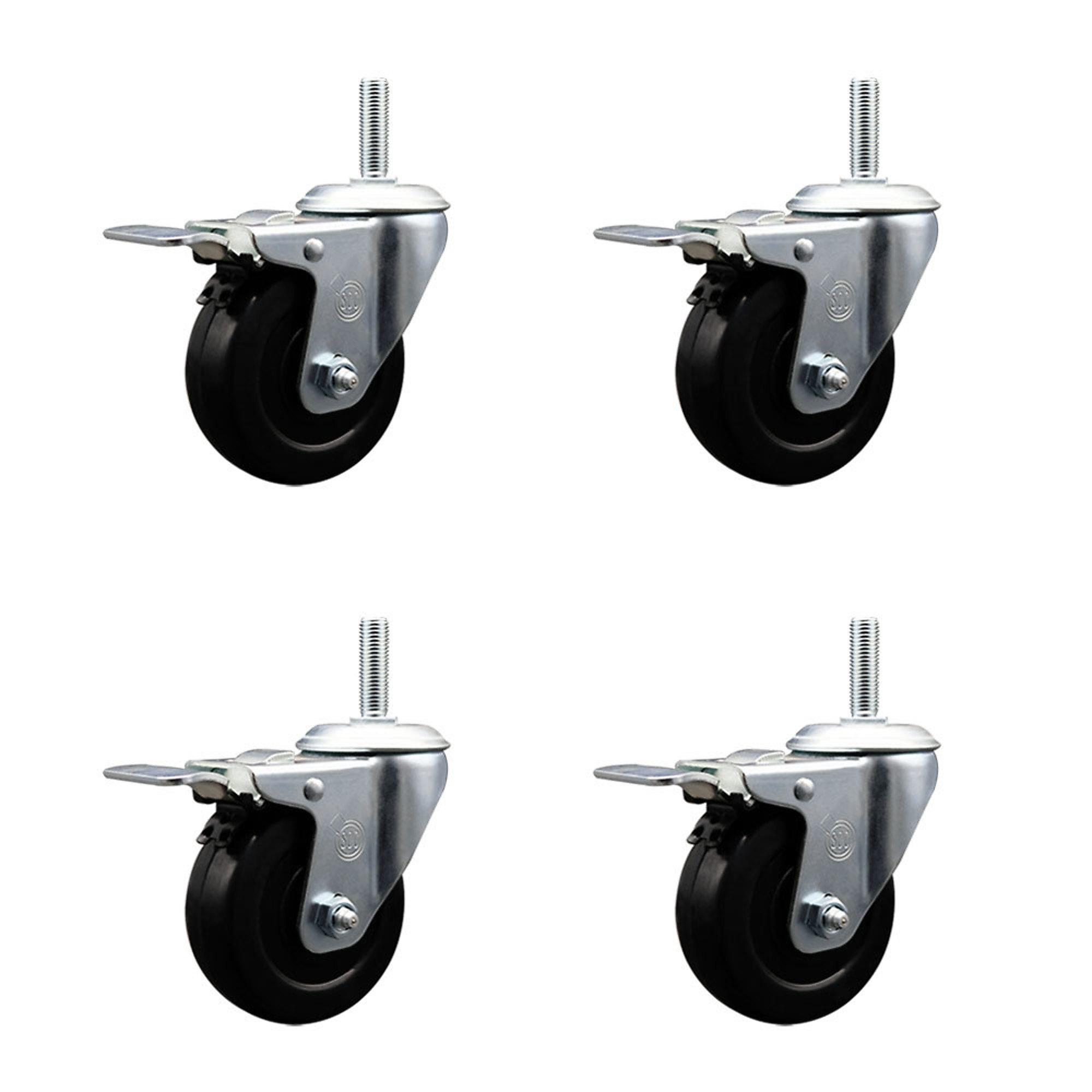 Service Caster, 3 1/2in. x 1 1/4in. Stem Casters, Wheel Diameter 3.5 in, Caster Type Swivel, Package (qty.) 4, Model# SCC-TSTTL20S3514-HRS-34212-4